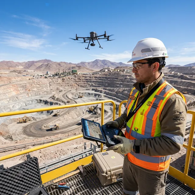 Piloto Certificado DGAC operando DJI Matrice en faena