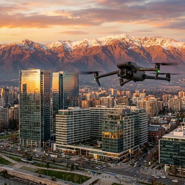 Mavic 3 Pro Cine drone recording 5.1K video with Andes mountains at sunset